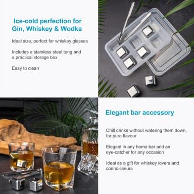 Whiskysteiner 6x isbiter kjølesteiner Kjølebiter (sølv)