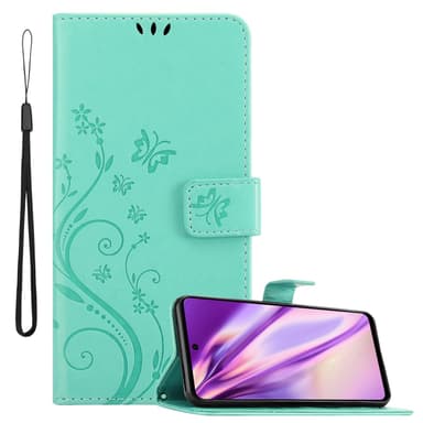 Motorola MOTO G200 5G lommebokdeksel Blomster (turkis)