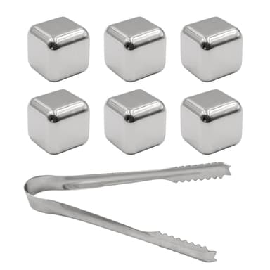 Whiskysteiner 6x isbiter kjølesteiner Kjølebiter (sølv)