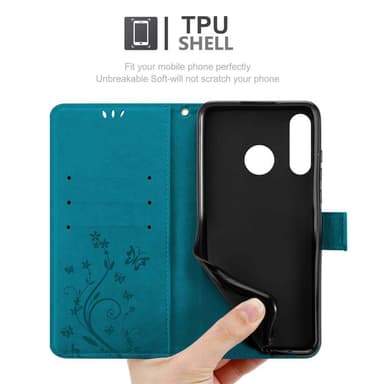 Huawei P30 LITE lommebokdeksel Blomster (blå)