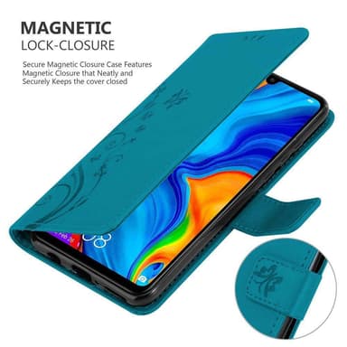 Huawei P30 LITE lommebokdeksel Blomster (blå)