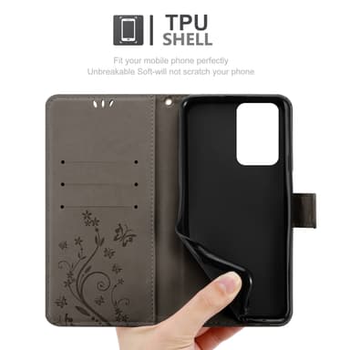 Xiaomi 11T / 11T PRO lommebokdeksel Blomster (grå)