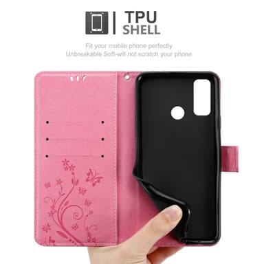 Huawei P SMART 2020 lommebokdeksel Blomster (rosa)
