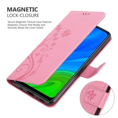 Huawei P SMART 2020 lommebokdeksel Blomster (rosa)