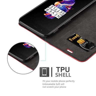 OnePlus 5 lommebokdeksel case (rød)