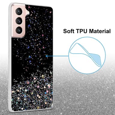 Samsung Galaxy S21 5G Silikondeksel Glitter (svart)