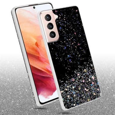 Samsung Galaxy S21 5G Silikondeksel Glitter (svart)