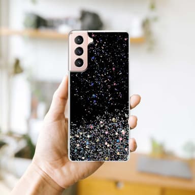 Samsung Galaxy S21 5G Silikondeksel Glitter (svart)