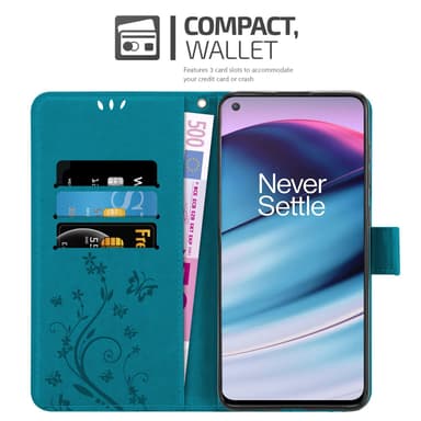 OnePlus Nord CE 5G lommebokdeksel Blomster (blå)