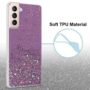 Samsung Galaxy S21 PLUS Silikondeksel Glitter (lilla)