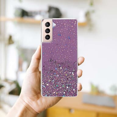 Samsung Galaxy S21 PLUS Silikondeksel Glitter (lilla)