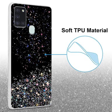 Samsung Galaxy A21s Silikondeksel Glitter (svart)
