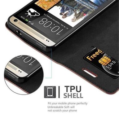 HTC ONE M7 lommebokdeksel case (brun)