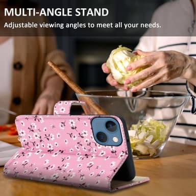iPhone 13 lommebokdeksel etui (rosa)