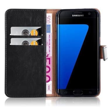 Samsung Galaxy S7 EDGE lommebokdeksel etui (svart)