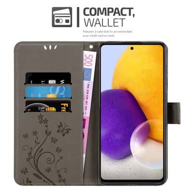 Samsung Galaxy A73 5G lommebokdeksel Blomster (grå)