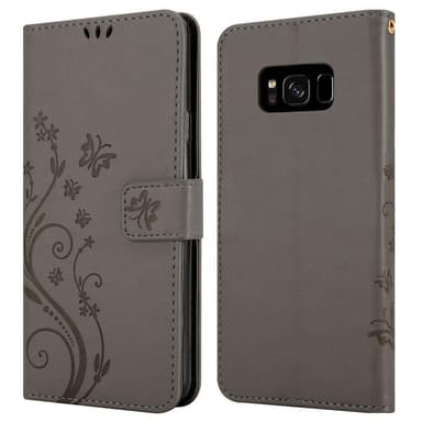 Samsung Galaxy S8 PLUS lommebokdeksel Blomster (grå)