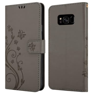 Samsung Galaxy S8 PLUS lommebokdeksel Blomster (grå)