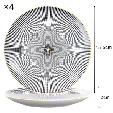 4x Porselenstallerken Tallerken Serveringsfat 15,3cm