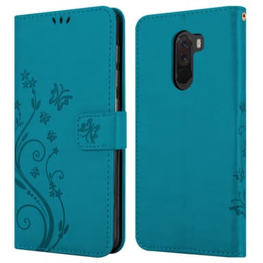 Xiaomi Pocophone F1 lommebokdeksel Blomster (blå)