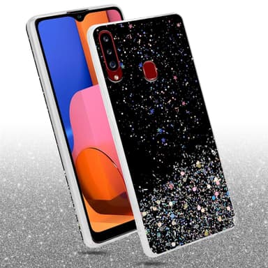 Samsung Galaxy A20s Silikondeksel Glitter (svart)