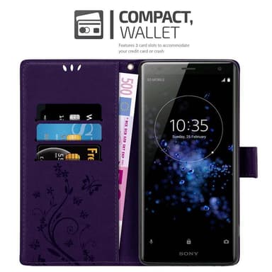 Sony Xperia XZ2 lommebokdeksel Blomster (lilla)
