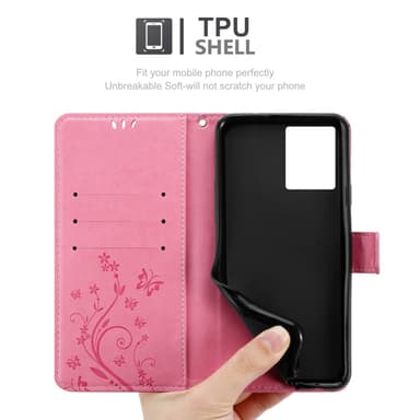 Realme 7 5G lommebokdeksel Blomster (rosa)
