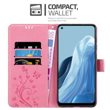 Realme 7 5G lommebokdeksel Blomster (rosa)
