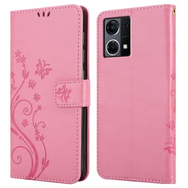 Realme 7 5G lommebokdeksel Blomster (rosa)