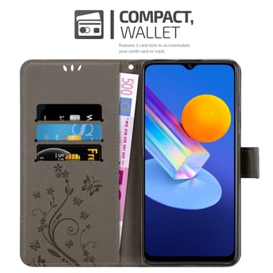 Vivo Y52 5G / Y72 5G lommebokdeksel Blomster (grå)