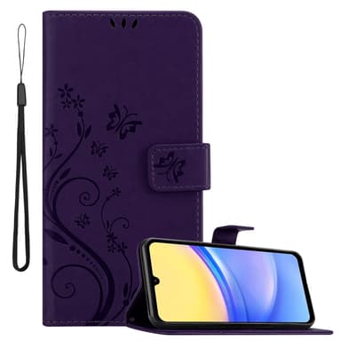 Samsung Galaxy A15 lommebokdeksel Blomster (Lilla)