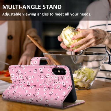 iPhone X / XS lommebokdeksel etui (rosa)