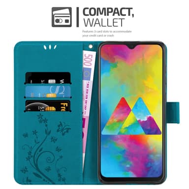 Samsung Galaxy M21 / M30s lommebokdeksel Blomster (blå)