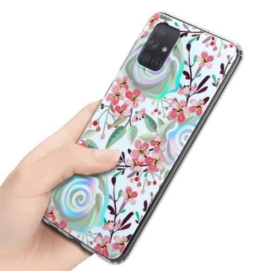 Samsung Galaxy A71 4G lommebokdeksel Blomster (hvit)