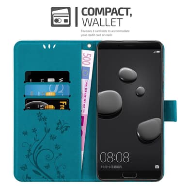 Huawei MATE 10 / NOVA 2i lommebokdeksel Blomster (blå)