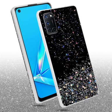 Oppo A92 Silikondeksel Glitter (Svart)