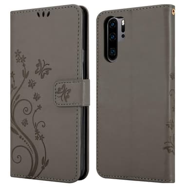 Huawei P30 PRO lommebokdeksel Blomster (grå)