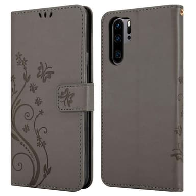 Huawei P30 PRO lommebokdeksel Blomster (grå)