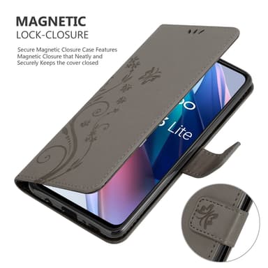 Oppo FIND X3 LITE lommebokdeksel Blomster (grå)