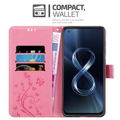 Asus ZenFone 8 lommebokdeksel Blomster (rosa)