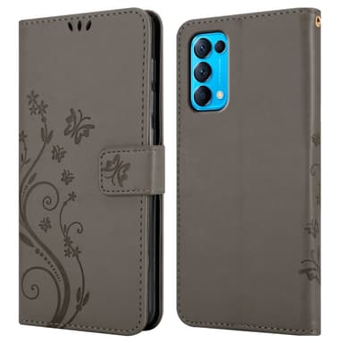 Oppo FIND X3 LITE lommebokdeksel Blomster (grå)