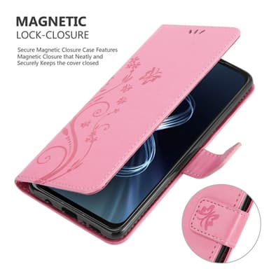 Asus ZenFone 8 lommebokdeksel Blomster (rosa)