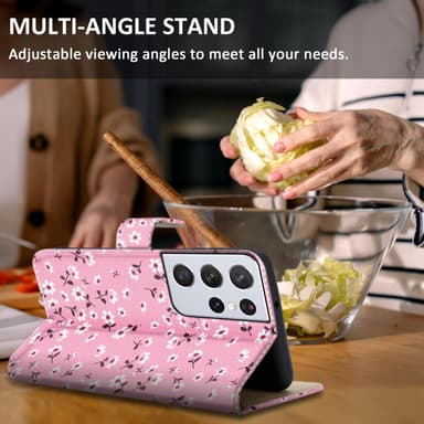 Samsung Galaxy S22 ULTRA lommebokdeksel etui (rosa)