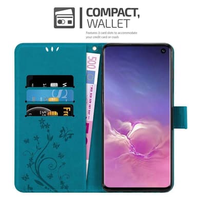 Samsung Galaxy S10 5G lommebokdeksel Blomster (blå)