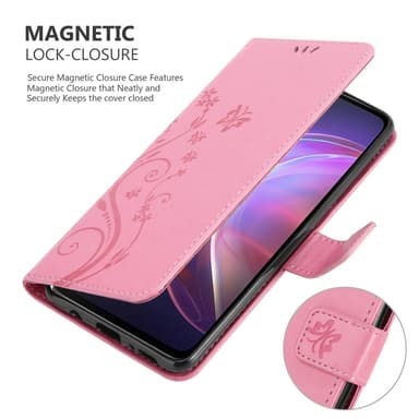 Vivo V21 4G / 5G lommebokdeksel Blomster (rosa)