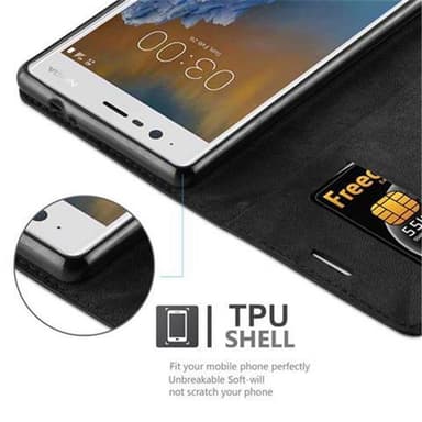 Nokia 3 2017 lommebokdeksel case (svart)