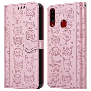 Samsung Galaxy A20s lommebokdeksel case (rosa)