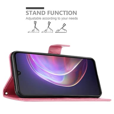 Vivo V21 4G / 5G lommebokdeksel Blomster (rosa)