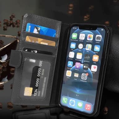 iPhone 13 PRO lommebokdeksel case (svart)