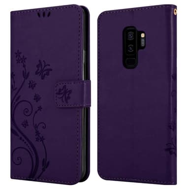 Samsung Galaxy S9 PLUS lommebokdeksel Blomster (lilla)